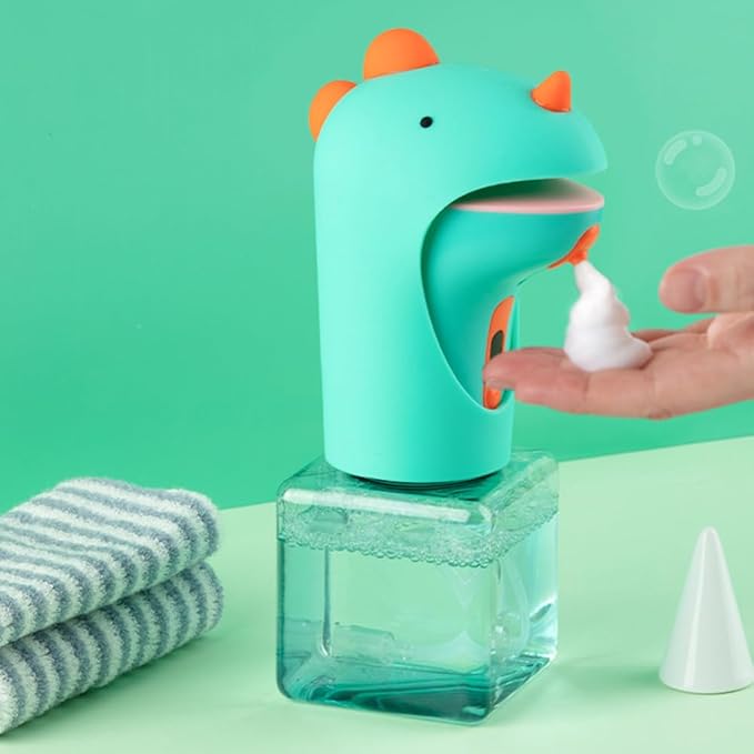 Kids Soap Dispenser - Touchless Cute Dinosaur Automatic Hand Foam Soap Dispenser, IPX6 Waterproof 8.5oz/ 250ml for Bathroom Countertop, Kitchen, Office, Hotel, Preschool