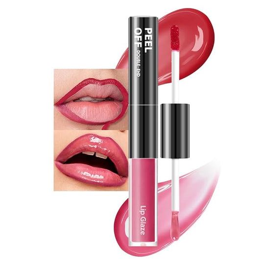 Dual-Ended Peel Off Lip Liner & Stain in Rose Petal Pink – Tattoo-Like Peel Off Lip Stain Liner + High Shine Hydrating Lip Tint, Long-Lasting Waterproof Smudge-Proof Duo for Plump Natural Pink Lips