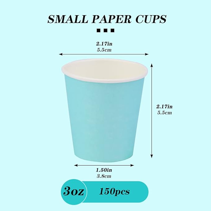 150 Pack 3oz Paper Cups, Bathroom Cups Disposable,Moushwash Cup Small Snack Cup for Water, Juice,Candy Ideal for Party Bathroom and Office