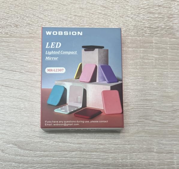 WOBSION Small Mirror with Lights,LED Compact Makeup Mirror,1x/3x Mini Travel Mirror with Magnification,Portable for Purse,Pocket,Gifts for Girls,Black