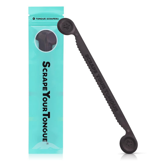 ScrapeYourTongue - #1 Daily Tongue Scraper for Oral Health. 100% Recyclable, Reusable, and Gag Proof Tongue Cleaner (4 Count (Pack of 1))