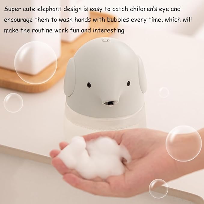 Automatic Soap Dispenser for Kids- Cute Blue Elephant Touchless Foaming Hand Soap Dispenser, Waterproof & USB Rechargeable, 13.5oz/ 400ml for Bathroom Countertop, Kitchen, Preschool Children