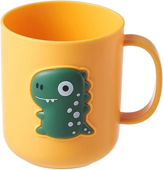 Cute Dinosaur Toothbrush Cup,Plastic Mouthwash Cup Portable Drinking Cup,Multipurpose Durable Toothbrush Holder for Bathroom Kitchen(Yellow)