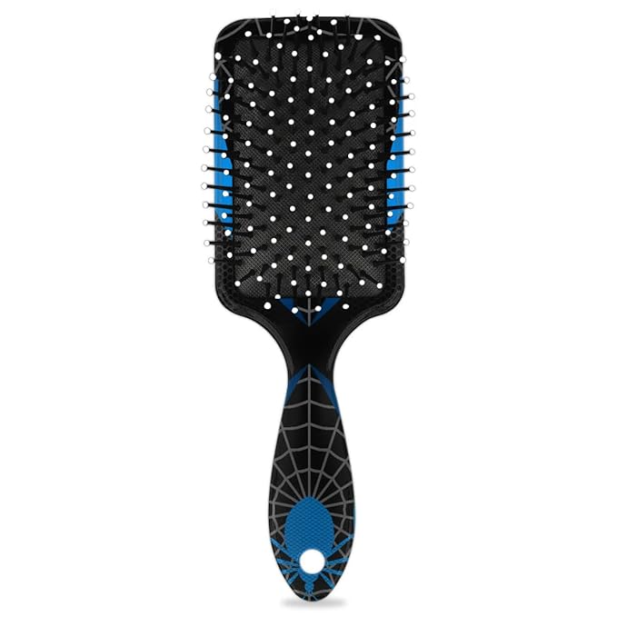 Kids Hair Brush for Boys Girls Toddler - Detangler Hairbrush for Wet Dry Thin Long Curly Hair Pain-Free Comb (Blue Spider Web)