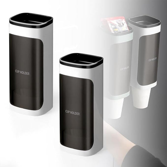 2 Pcs Cup Dispenser Wall Mounted, Bathroom Cup Dispenser Holder for 3oz-9.5oz Disposable Paper and Plastic Cups, Water Cooler Cup Dispenser with Adhesive Plate (Single White)