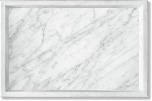 Yew & Tulip Natural Carrara White Marble Vanity Tray, Natural White Marble Serving Tray for Bathroom, Kitchen, Vanity, Home Decor, Wedding etc. (12" x 8" x 1.2")
