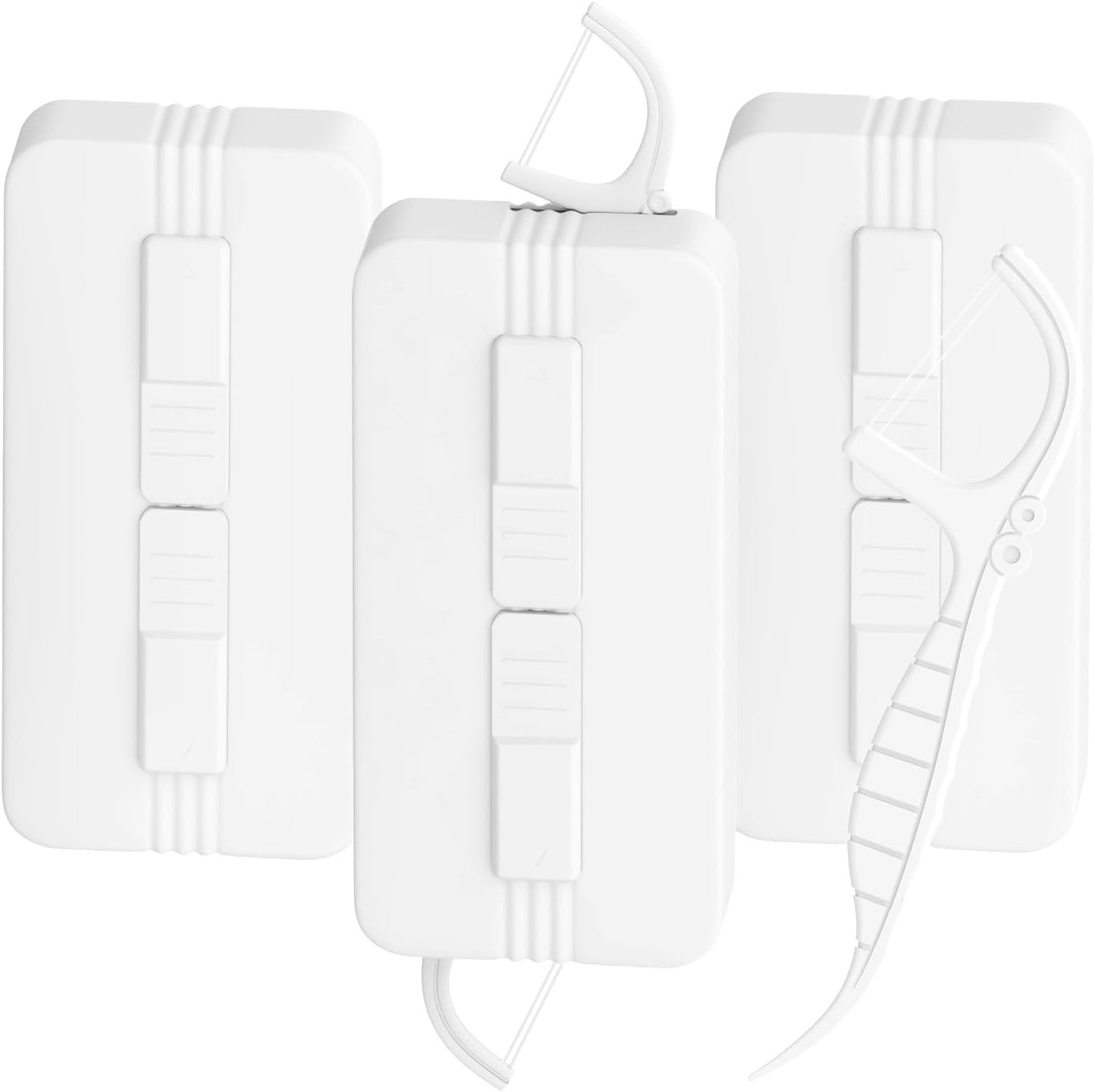 Holy Rose Portable Dental Floss Picks Dispenser 3 Case, Dual-Line Flossers – Travel Teeth Cleaning Holder - Mint Flavor Flossing Toothpicks Effective Oral Care Tool (White)