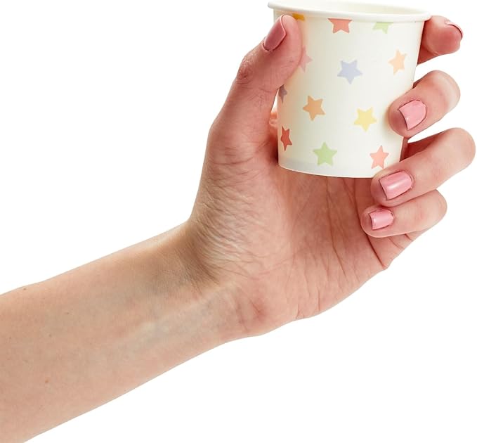 Sparkle and Bash 100 Pack 4 Oz Mini Disposable Paper Cups for Espresso, Mouthwash, Tea, Coffee - Rainbow