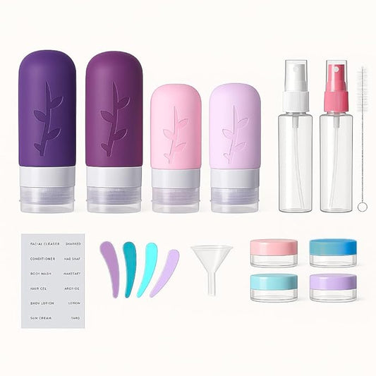 TSA Approved Travel Containers for Toiletries - Leak Proof Silicone Bottles, Refillable Liquid Travel Essentials for Shampoo, Conditioner, Lotion
