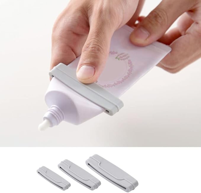 Healifty Toothpaste Tube Squeezer - 3Pcs Plastic Tube Squeezer Holder Bathroom Toothpaste Clips for Saving Toothpaste, Facial, Creams & Paint (Random Color)
