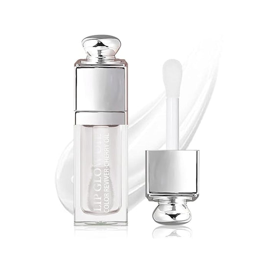 GECOMO Hydrating Lip Glow Oil, Lip Oil Gloss Transparent Toot Tinted Nourishing Long Lasting Repairing Lightening Lip Lines (CLEAR) 0.2 OZ