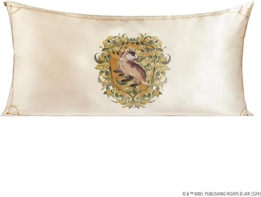 Kitsch x Harry Potter Hufflepuff Satin Pillowcase with Zipper for Hair & Skin – Double-Sided, Softer Than Silk, Wrinkle-Free, Machine Washable, Frizz Control, Breakout Prevention - King Size (19x36)