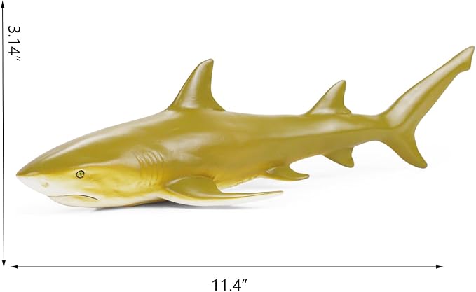 Gemini&Genius Marine Animal World Toy Lemon Shark Ocean Shark Action Figure Sea Animal Great White Shark Action Figure Soft Rubber Toys Role Play Swimming Pool Beach Bathing Toys for Kids