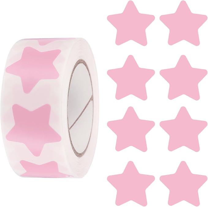 PATIKIL Star Stickers Roll 1 Inch(25mm), 500pcs Reusable Self-Adhesive Star Labels for Reward Behavior Chart Teachers Business Decorating Wedding Crafts, Pink