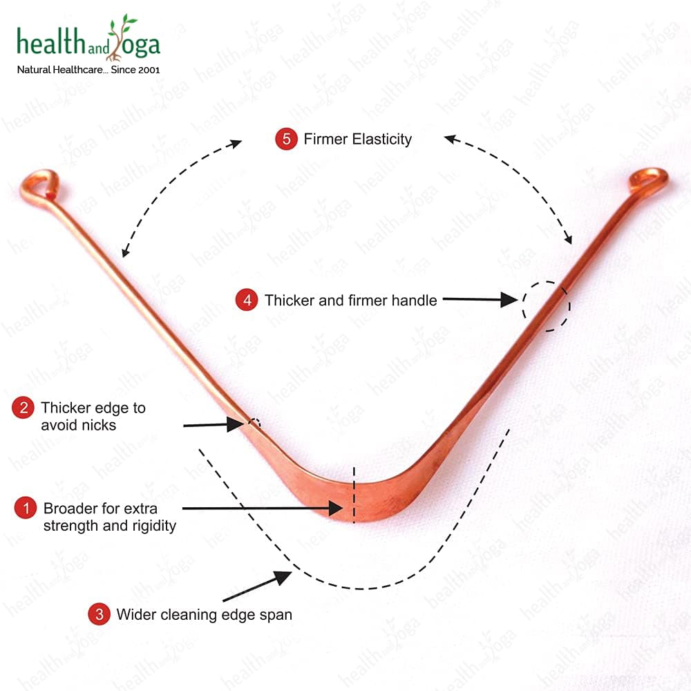 HealthAndYoga™ qSwipe Lite Copper Tongue Cleaners (Pack of 6) – Prevents Bad breath, Improves taste- Flexible, Curved ends provide good grip – Complete Oral Care/Hygiene for Travel/Office/Home