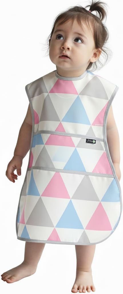 Full Coverage Waterproof Feeding Bib for Toddlers – Extra Long Apron Bib for Mealtime, Self-Feeding, High Chairn