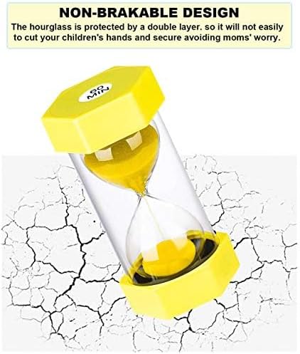 Hourglass Sand Timer 15 Minute： Colorful Sand Clock 5 Minute, Small Yellow Sand Watch 15 Min, Plastic Hour Glass Colorful Sandglass Timer for Kids, Games, Classroom, Decor
