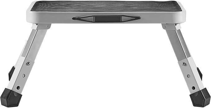 VEVOR 1-Step 330lbs Capacity Folding Steel Step Ladder, Adjustable Height, Non-Slip Sturdy Step Stool for Adults, Toddlers, Offices, RVs, Bathrooms, Bedrooms