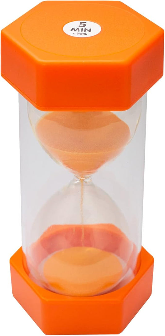 Sand Timer for Kids- 5 Minute Orange-5 inches Hour Glass Acrylic Covered for Classroom, Home & Kids Room - Medium-Single Pack