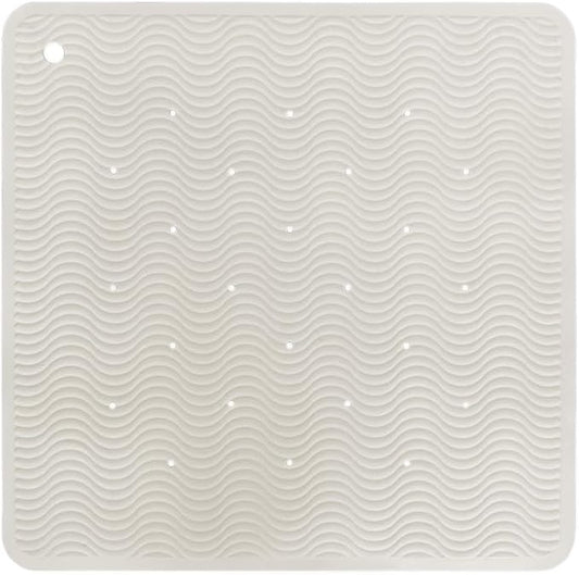 HEVEA Natural Rubber Wave Bath Mat – Square 21x21 in - Non-Slip Shower & Bathtub Mat with 364 Suction Cups, Plastic-Free & Biodegradable (Marble)
