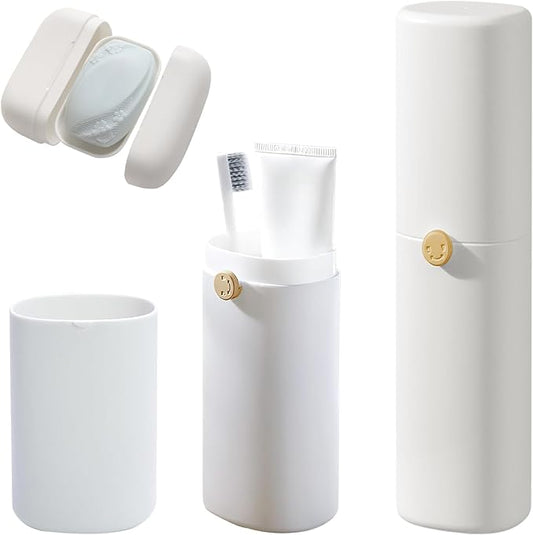 Toothbrush Travel Case with Airflow Holes, Comes with Travel Essentials Soap Holder,Multi-Function Portable Toothbrush Cover，Large Capacity, Travel Toothbrush Holder for Trips, Gym, Camping