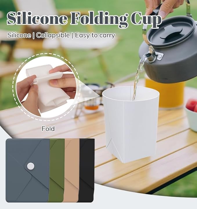 Silicone Collapsible Travel Cup, Portable Foldable Water Cup,Reusable Leak-Proof Design For Camping, Hiking, Sports.Card Bag Design For Easy Insertion Into Pockets (light coffee)
