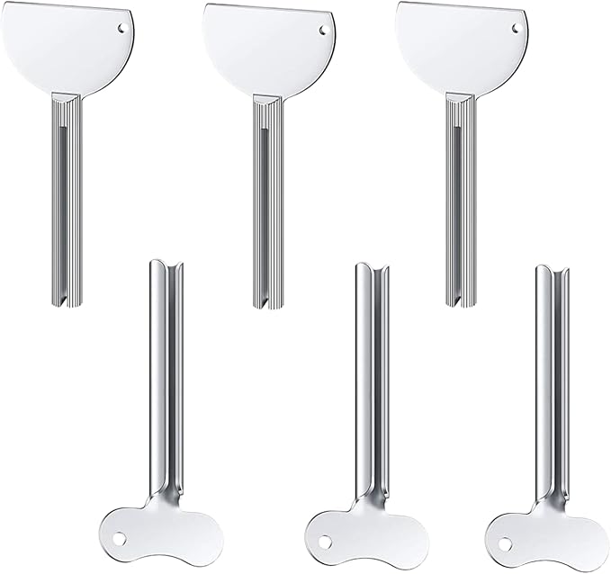 Stainless Steel Tube Squeezer Key - Metal Toothpaste & Lotion Roller, Handheld Beauty Salon Tool for Maximizing Hair Products, Creams and Home Use, Durable Last Drop Saver, 3.3 x 1.4 Inches (6)