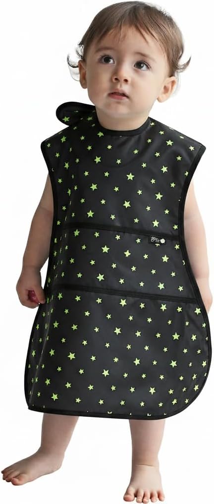 Full Coverage Waterproof Feeding Bib for Toddlers – Extra Long Apron Bib for Mealtime, Self-Feeding, High Chairn