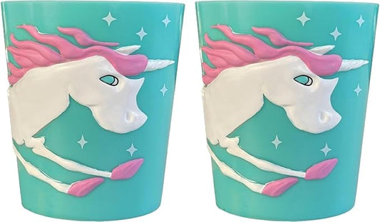 Lily's Home 3D Unicorn Tumbler for Kids, Fun Novelty Reusable Toddler and Kids Cup, Bathroom Rinse Cup, BPA-Free Plastic, Ideal for Kids 3-6, Unbreakable and Shutterproof.(2, Unicorn) 10 Ounce