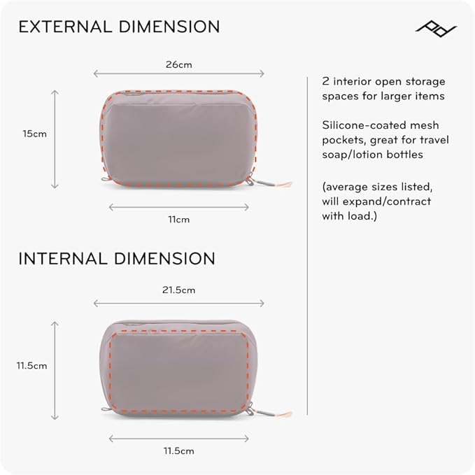 Peak Design Wash Pouch, Eclipse, Weatherproof Travel Toiletry Bag, Upright or Hanging Kit with Pockets, Magnetic Toothbrush Pocket, Wide UltraZip Opening, Toiletry Bag for Men and Women