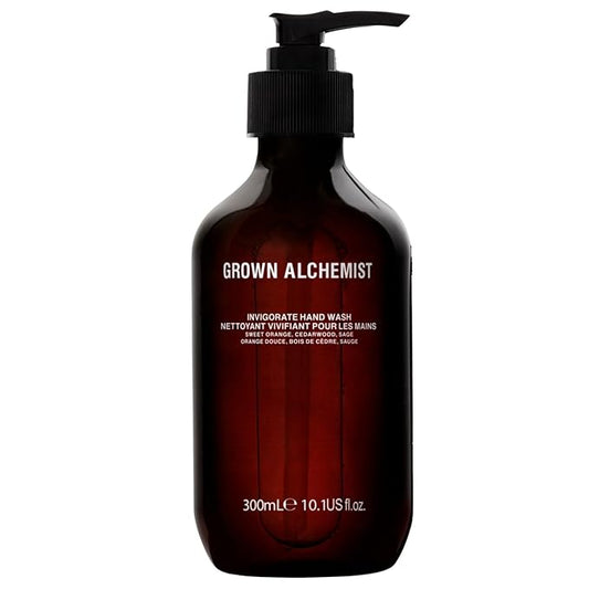 Grown Alchemist Invigorate Hand Wash – Liquid Hand Soap with Aloe, Sweet Orange, Cedarwood & Sage – Gentle, Moisturizing Kitchen & Bathroom Soap, Natural Plant Based Gel Cleanser, 300mL