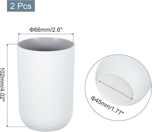 uxcell 2Pcs Plastic Drinking Cups, Double Color Unbreakable Reusable Bathroom Cup Mouthwash Cup Toothbrush Tumbler Holder, Grey