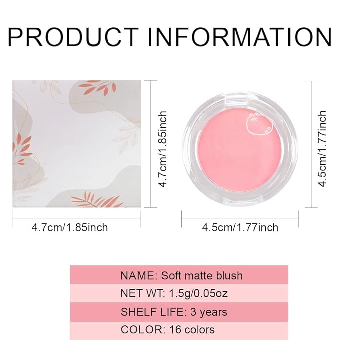 Matte Powder Blush for Cheeks – Long Lasting Natural Face Blusher Makeup, Lightweight Blendable Cheek Color for Women, Vegan & Cruelty-Free – #05 Light Pink
