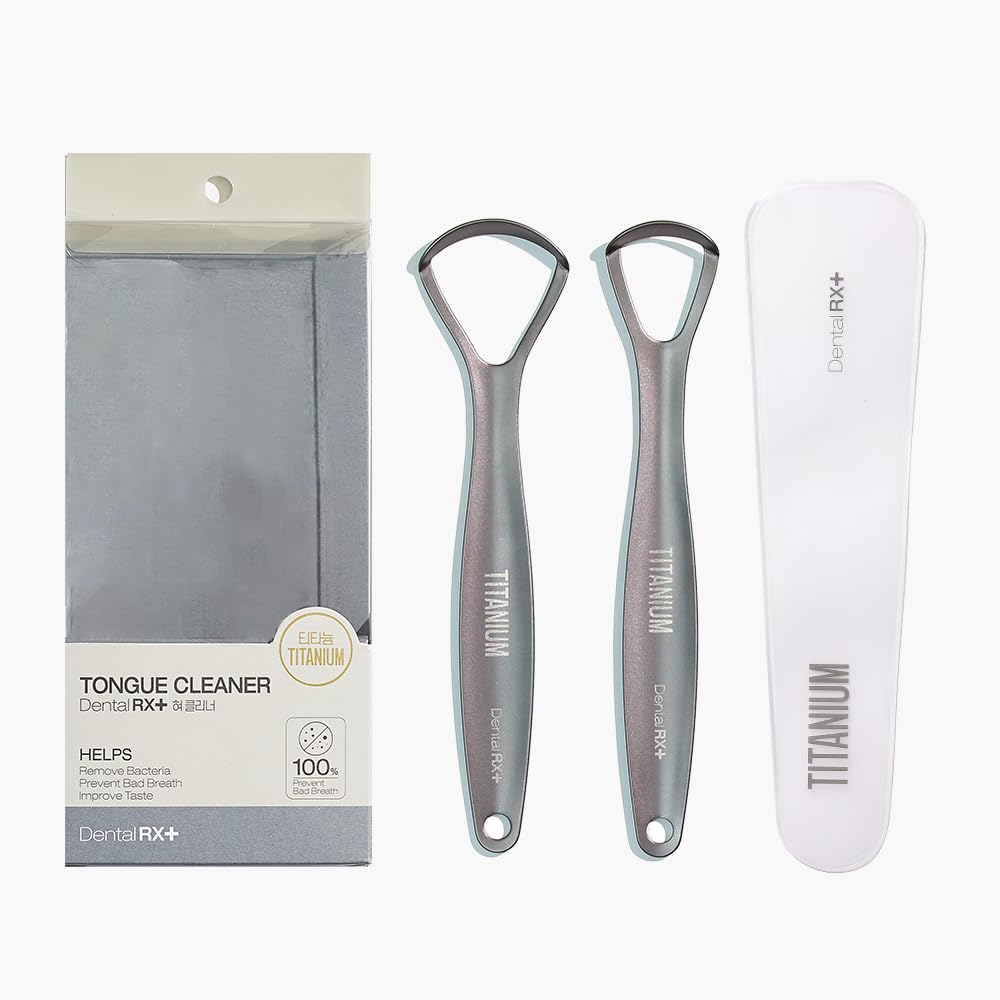 Pure Titanium Tongue Scrapers For Adults and Kids (2 Pack, Different Size), Titanium Tongue Cleaners, Prevent and Reduce Bad Breath
