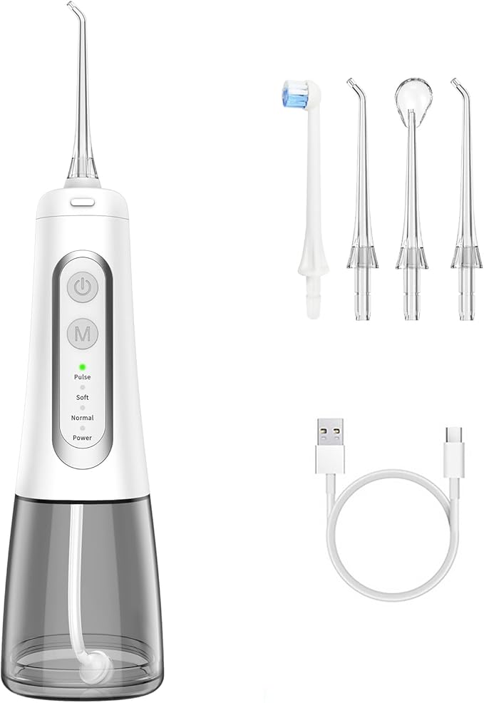 Dygoophy® K1 Cordless Water Flosser & Oral Irrigator | 300ml Tank, IPX7 Waterproof, 4 Modes, 30-Day Battery, Quiet Design for Braces, Sensitive Gums & Complete Dental Care (White)