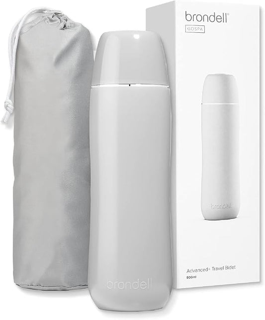 Brondell GoSpa Advanced Portable Bidet for Travel–Pop-Up Nozzle System –High-QualityCompact Bidet with Discreet Travel Bag for Convenient Storage–500mL, Gray
