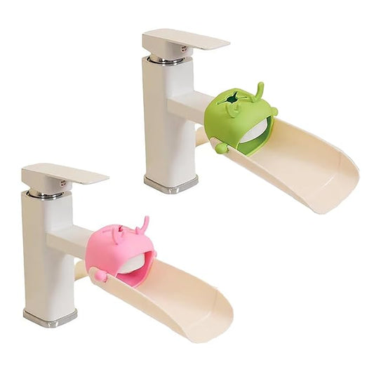 Upgraded Version of The Little Deer Toddler Faucet Extender, Suitable for Bathroom, Kitchen, Bathtub Sink, Suitable for Most faucets (2-Pack Pink + Green)