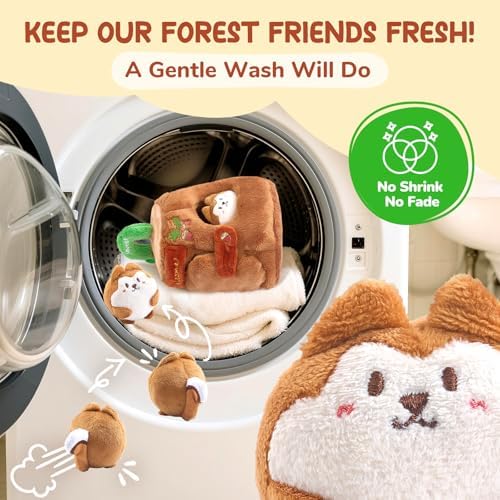 JoyCat Baby Toys 6-12 Months - Soft Baby Treehouse with 5 Sensory Squirrels - Rattle, Crinkle Paper, Squeaker, Mirror, Busy Montessori Soft Toys for Toddlers 0-3 Years Old - Christmas Birthday Gift