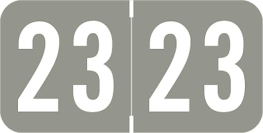 2023 Year Stickers, Doctor Stuff 2023 Chart Stickers, Gray Colored, STS/SFI Style, USA Made Year Labels for End Tab File Folders, 500/Roll, 1 Roll, 3/4" x 1-1/2"