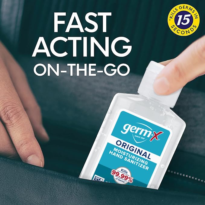 Germ-X Original Hand Sanitizer, 2 Fl Oz (Pack of 48), Less Drying Moisturizing Gel with Vitamin E, No Rinse Formula, Display Pack, Mini Travel Size for On-The-Go