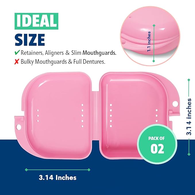 Orthodontic Retainer Case - Pack of 6 Assortment-Odorless Mouth Guard Case-Retainer Holder,Ventilated, Durable & Hygienic Night Guard Case for Carrying & Protecting Braces, Partial Dentures & Aligners