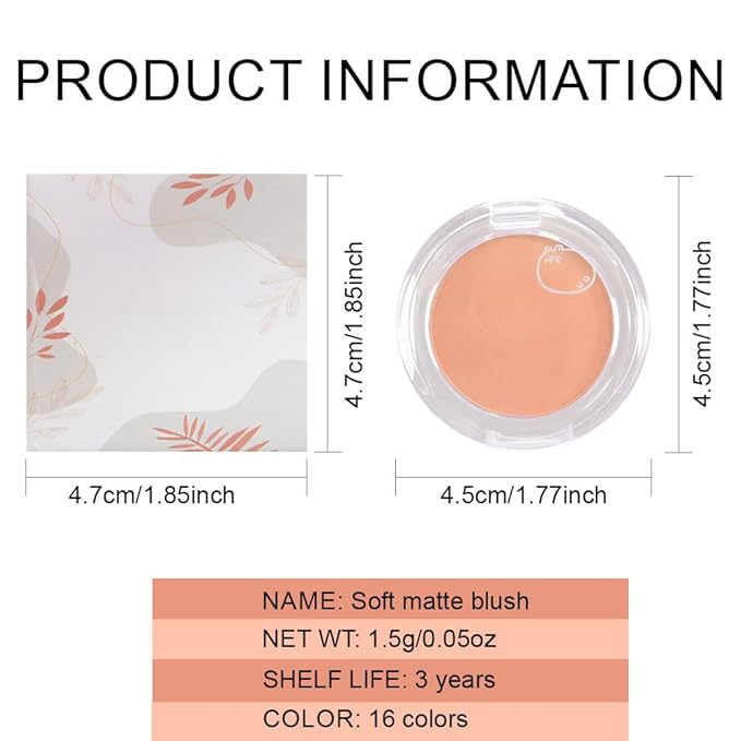 Matte Powder Blush for Cheeks – Long Lasting Natural Face Blusher Makeup, Lightweight Blendable Cheek Color for Women, Vegan & Cruelty-Free – #13 Nude