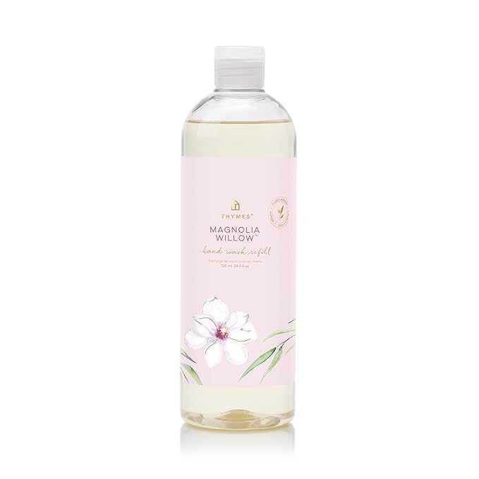 Thymes Hand Wash Refill - Lightly Scented Liquid Hand Soap for Bathroom and Kitchen Refill - Moisturizing Formula with Natural Ingredients (Magnolia Willow, 24.5 fl oz)