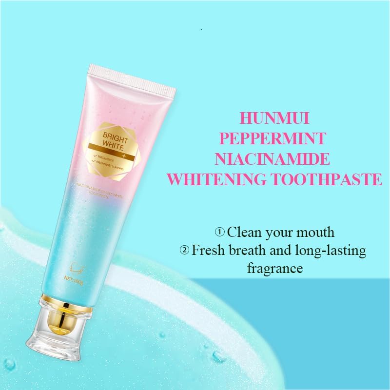 Niacinamide Whitening Toothpaste (Pack of 2) - Cleans Stains and Strengthens Teeth, Reduces Gum Problems, Freshens Breath, Mint Flavored Without Fluoride for Sensitive Teeth