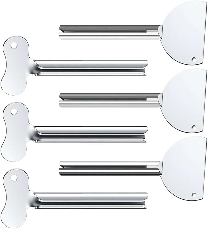 Toothpaste Squeezer, Metal Tube Squeezer Key Stainless Steel Toothpaste Roller Tube Wringer for Paint, Cream, Cosmetic and Hair Dye (6 PCS)
