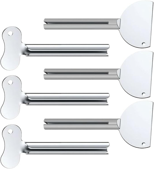 Toothpaste Squeezer, Metal Tube Squeezer Key Stainless Steel Toothpaste Roller Tube Wringer for Paint, Cream, Cosmetic and Hair Dye (6 PCS)
