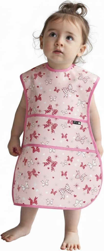 Full Coverage Waterproof Feeding Bib for Toddlers – Extra Long Apron Bib for Mealtime, Self-Feeding, High Chairn