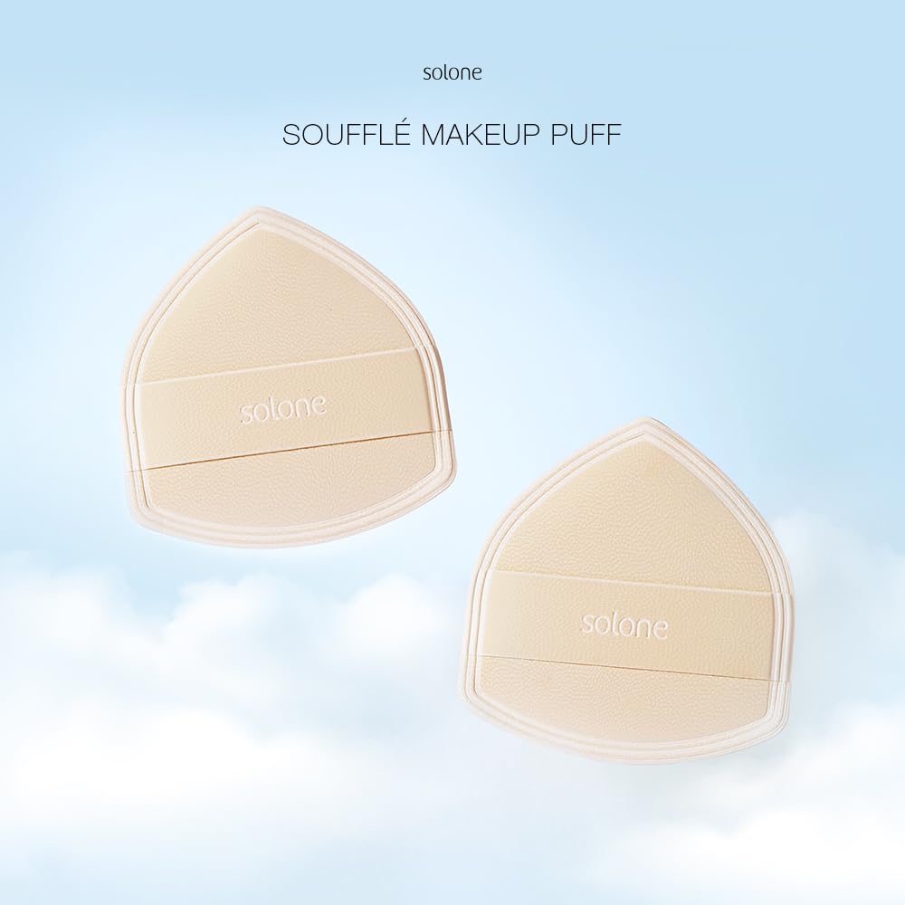 Solone 2Pcs Cushion Makeup Sponge Puff with Elastic Band - For Foundation, Concealer, Loose Powder; Long-Lasting, Beginner-Friendly and Comes with Travel Case
