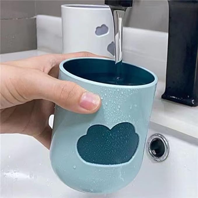 Simple Cloud Mouthwash Cup - Creative Cute Couple's Cup (Dark Green & Light Blue)