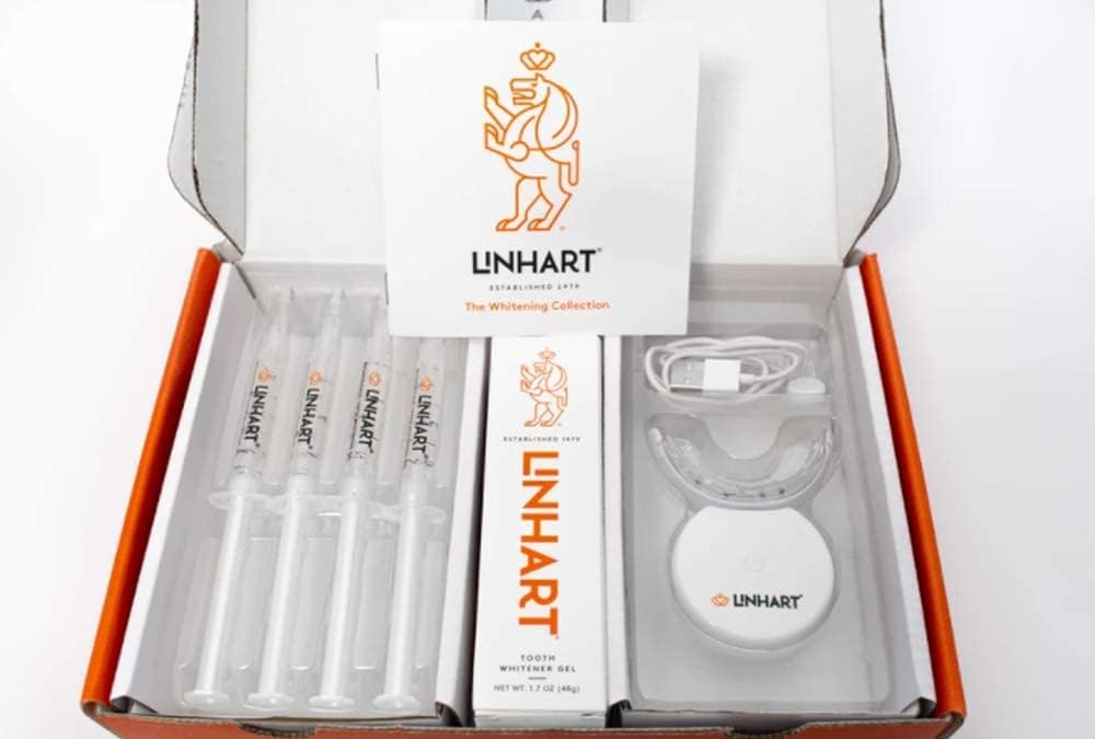 LINHART Teeth Whitening Kit with LED Light - Tooth Whitener Gel, Dental Whitening Gel Syringes with 35% Carbamide Peroxide and 16-Led Whitening Light - No Sensitivity, Whitens Teeth